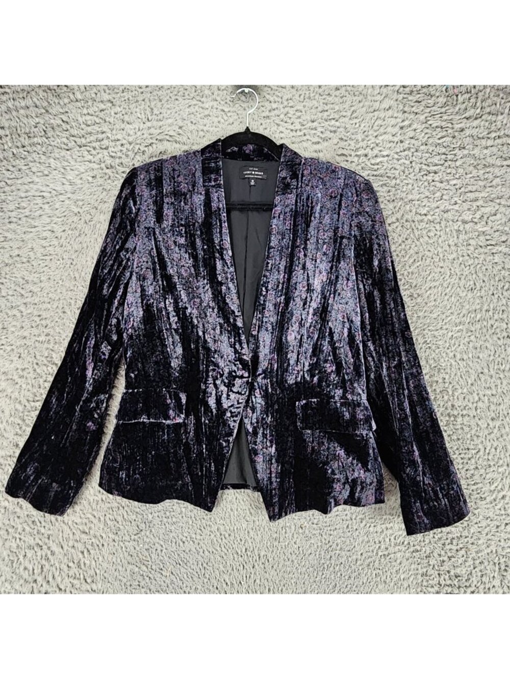 Lucky Brand Jacket Womens 10 Purple Crushed Velvet Long Sleeve Blazer